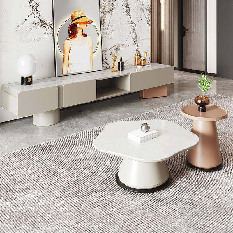 HJY812五边方几奶油风岩板圆形花朵茶几 家用客厅小户型边几简约,电子元器件市场,其它元器件,淘宝优惠券,粉丝福利购,淘宝优惠卷