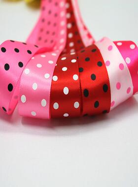 姚明织带三涤纶印NMW点刷圆斜点礼单面光滑色丁丝带diy物包装22mm