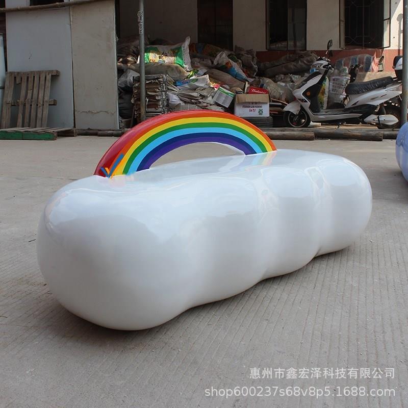 商场玻璃钢异形休闲座椅儿童区装饰坐凳游乐园创意彩虹玻璃钢坐凳