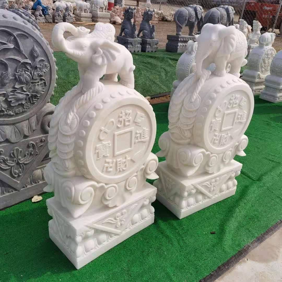石雕抱鼓加工汉白玉门墩石鼓庭院门口大理石抱鼓门当摆件石雕门墩