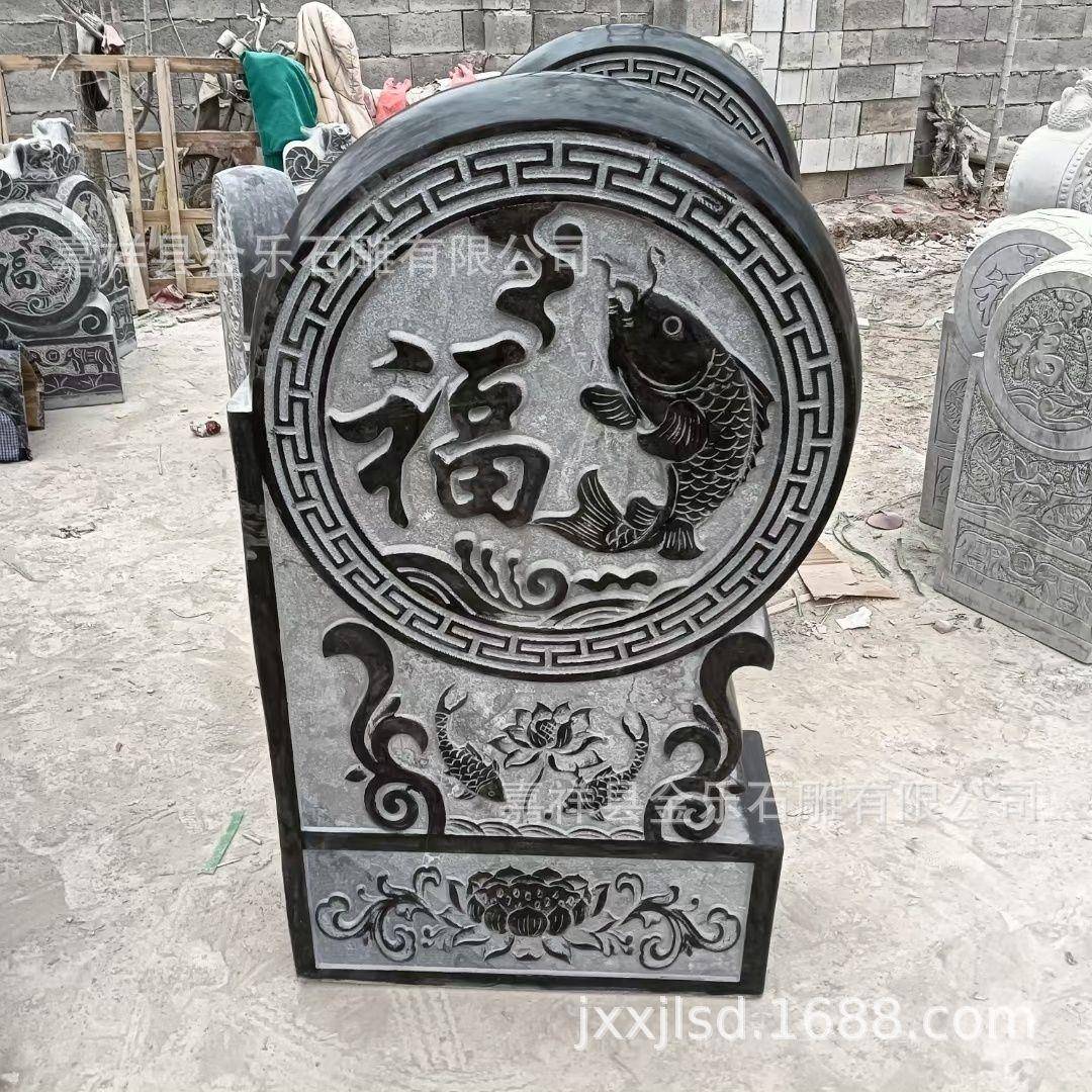 别墅庭院门前青石汉白玉仿古抱鼓石 石雕貔貅狮子石门鼓庭院摆件
