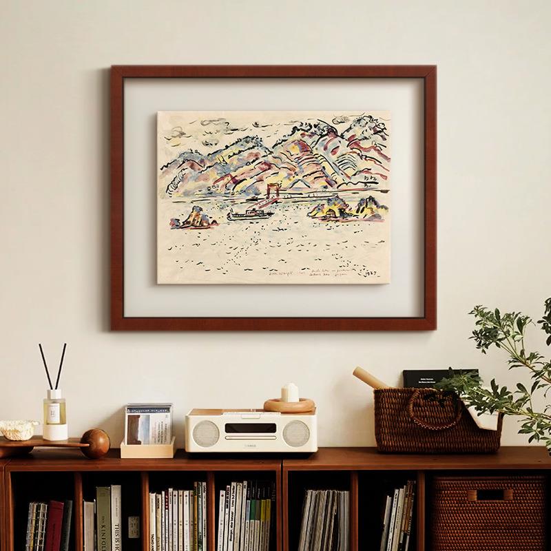 《水彩景韵》水彩风景法式复古客厅装饰画中古风立体装裱玄关挂画