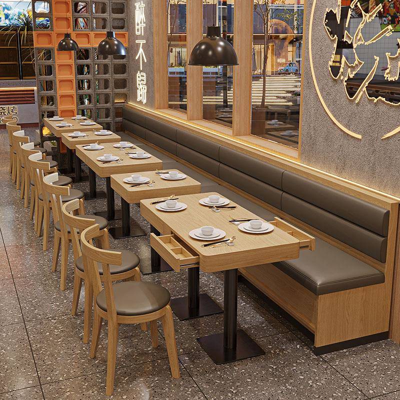 现代简约卡座沙发靠墙餐厅饭店西餐厅火锅店咖啡厅奶茶店桌椅组合