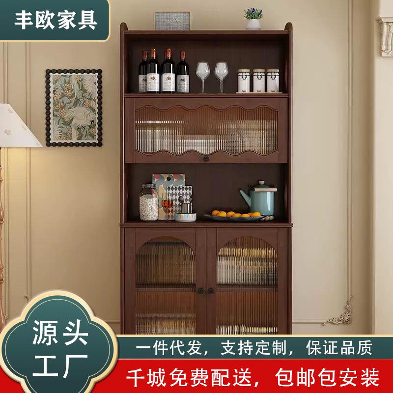 餐边柜现代简约一体靠墙高柜厨房储物柜橱柜实木框客厅茶水柜酒柜