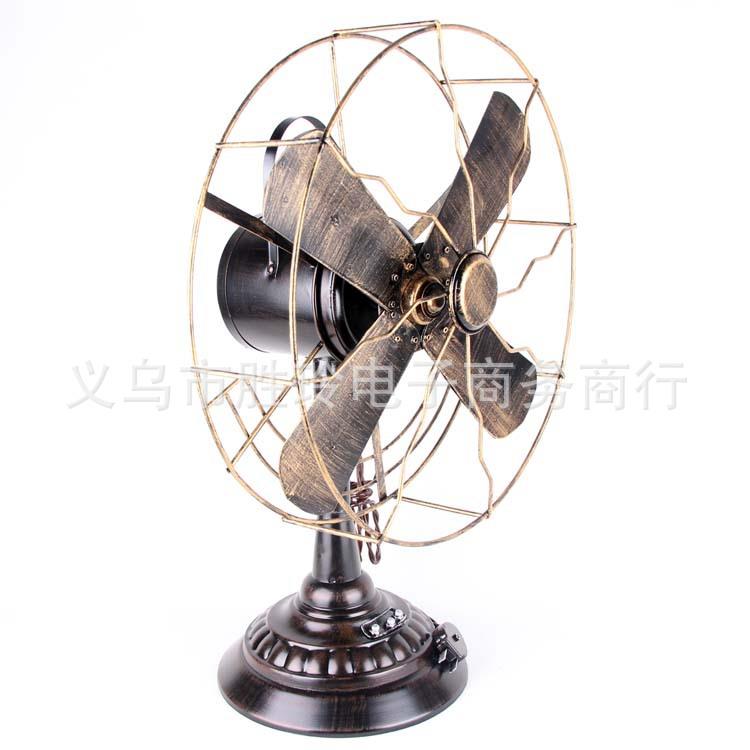 复古电风扇摆件 铁皮风扇模型 铁艺家居装饰品 酒吧橱窗道具