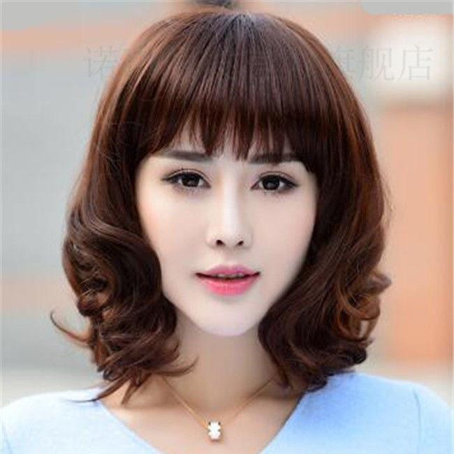 假发女中年女士中长卷发全真人发丝自然波浪卷透气舒适整顶全头套