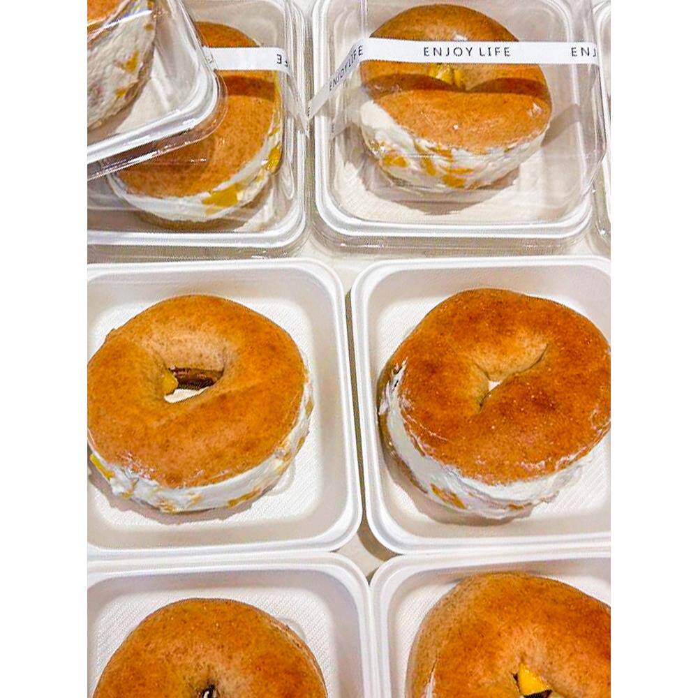 瑞丽贝果包装盒超级奥巧贝果打包盒子面包纸塑盒蓝莓乳酪贝果烘焙