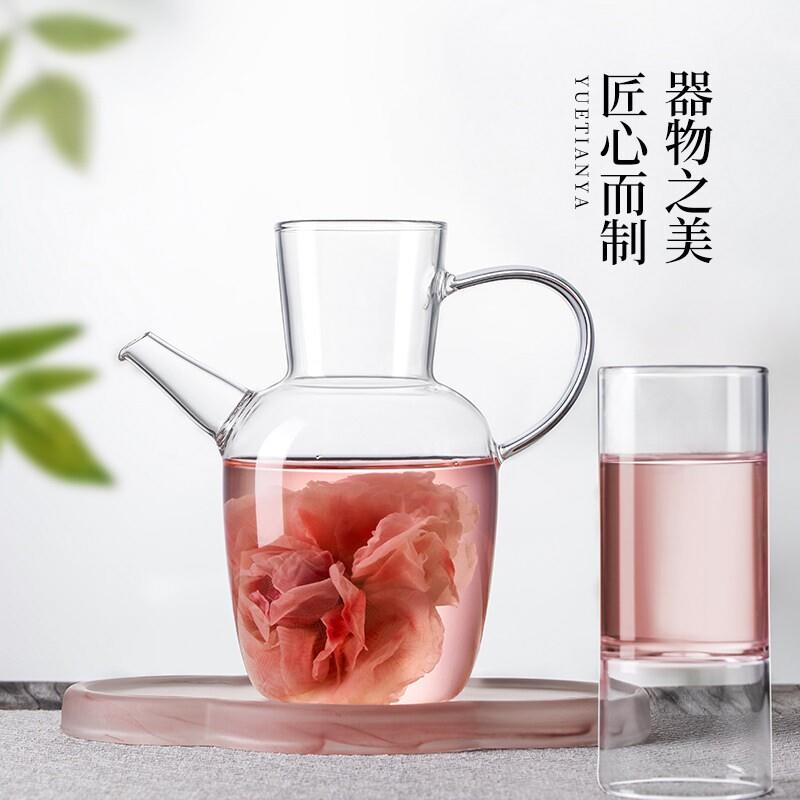 水经注仿宋玻璃茶壶手执壶玫瑰花茶壶家用带过滤一人饮小茶壶茶具图片
