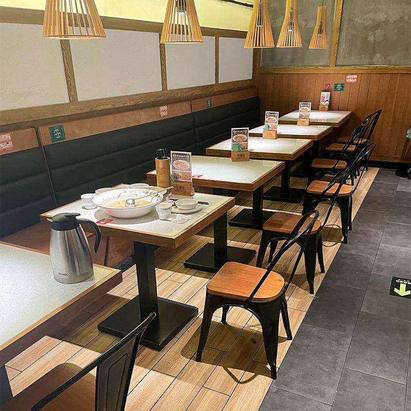 西餐厅主题餐厅餐饮烤肉店卡座连锁店餐桌实木复古奶茶店桌椅组合