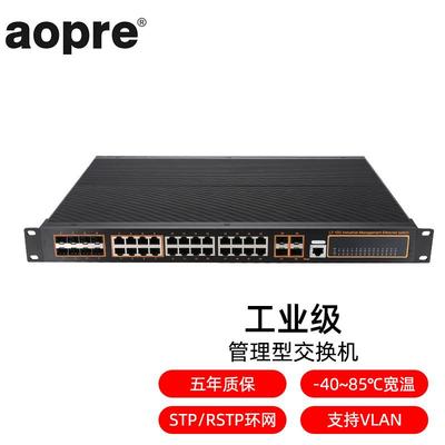 aopre欧柏互联T6824三层万兆管理交换机千兆8光24电环网核心汇聚