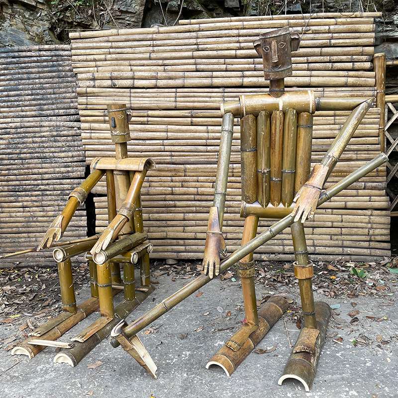 竹制工艺品竹人 场景布置雕刻艺术造型雕塑摆件户外景区园艺竹制