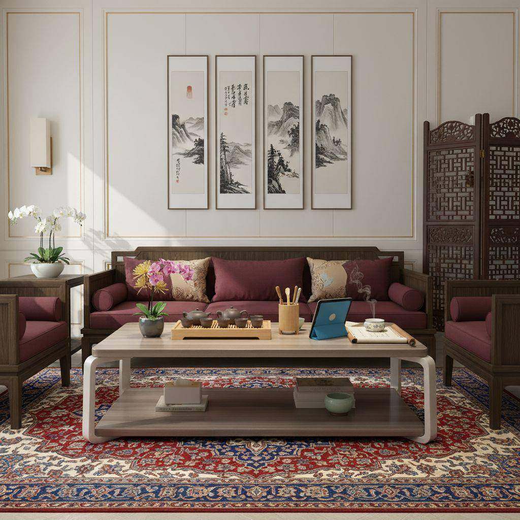 茶几茶桌客厅家用小户型桌子中古风出租屋用简约简易实木芯茶几桌