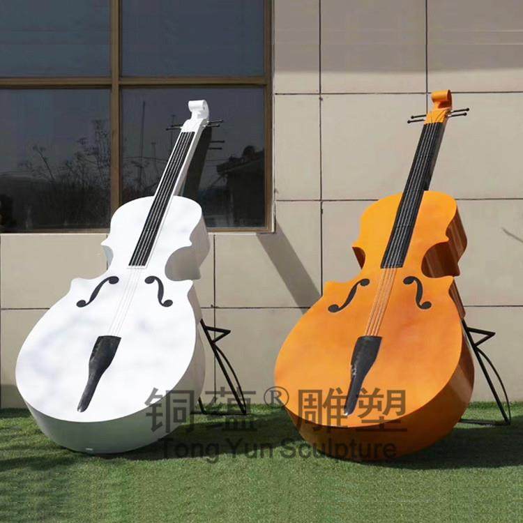 不锈钢大提琴雕塑室外公园装饰不锈钢玻璃钢小提琴雕塑摆件