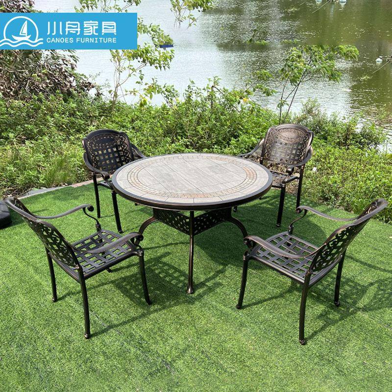 铸铝户外桌椅别墅庭院休闲家具防水防晒露天阳台花园室外铁艺桌椅