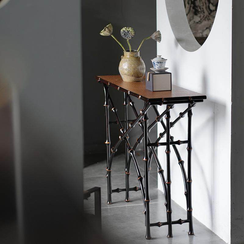 中式大漆筇竹制玄关桌 入户供桌 香案玄关仿古案桌案几