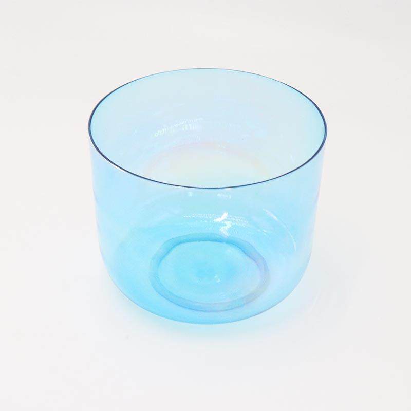 蓝色透明石英水晶唱歌碗用于声音冥想唱歌碗水晶钵音乐碗调音