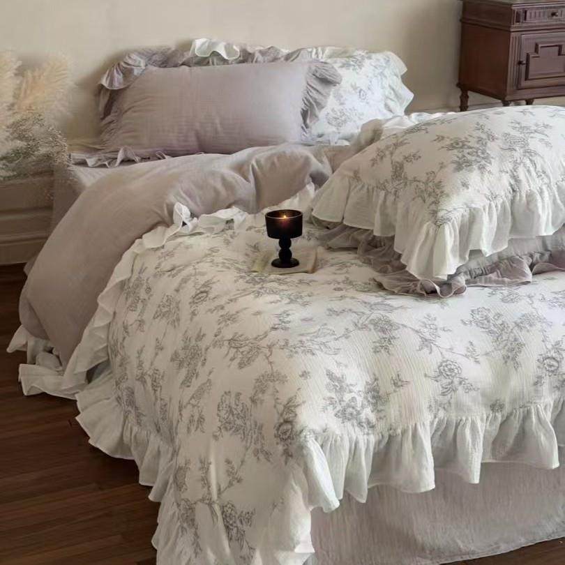 母婴A类全棉皱皱双层纱四件套纯棉法式复古公主风碎花荷叶边被套,鲜花速递/花卉仿真/绿植园艺,割草机/草坪机,淘宝优惠券,粉丝福利购,淘宝优惠卷