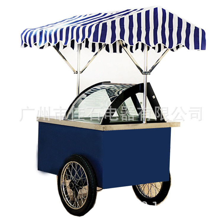 户外冰淇淋手推车 12盘 110V gelato cart 雪糕车 冰激凌流动车