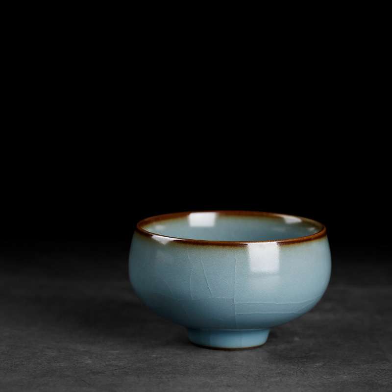 汝窑主人杯子开片可养功夫小茶杯陶瓷纯手工茶盏单个手作汝瓷茶具