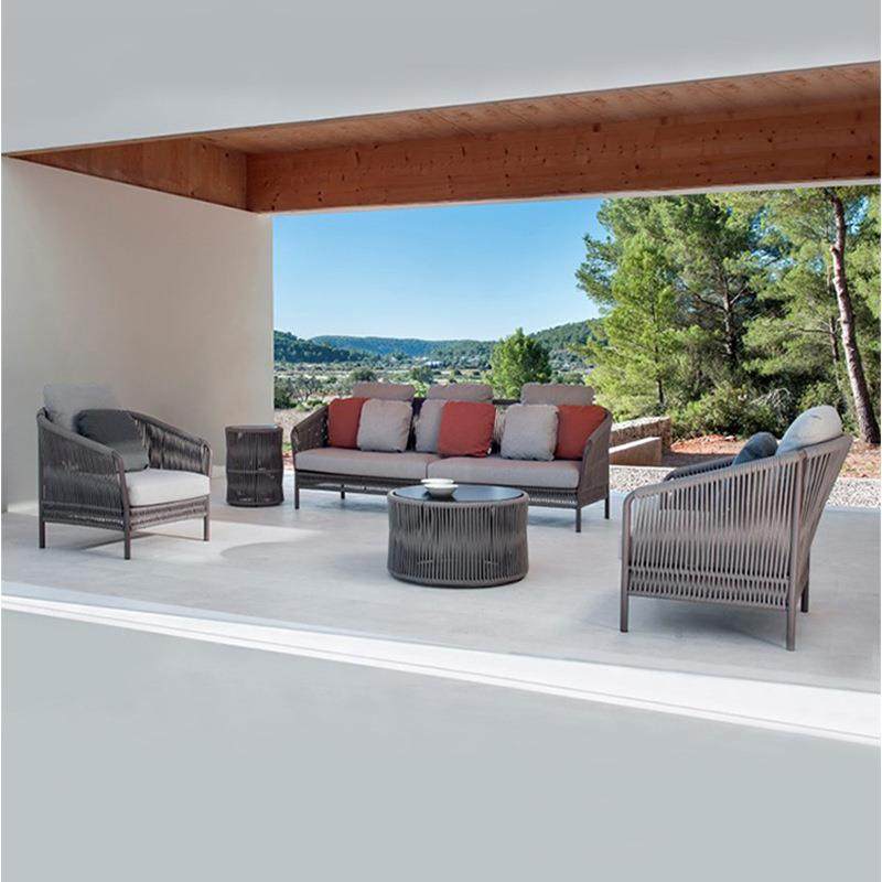 户外休闲藤编沙发别墅软装室外露天阳台庭院花园奥利芬绳编藤椅子