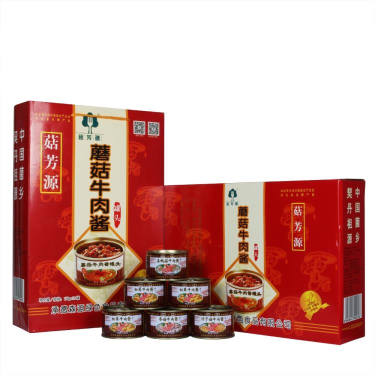 森源牛肉蘑菇酱承德特产香菇酱150g*12罐拌饭酱礼盒装