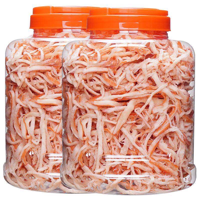 碳烤鱿鱼丝500g 黄金即食手撒墨鱼丝罐装零食包邮办公室休闲食品