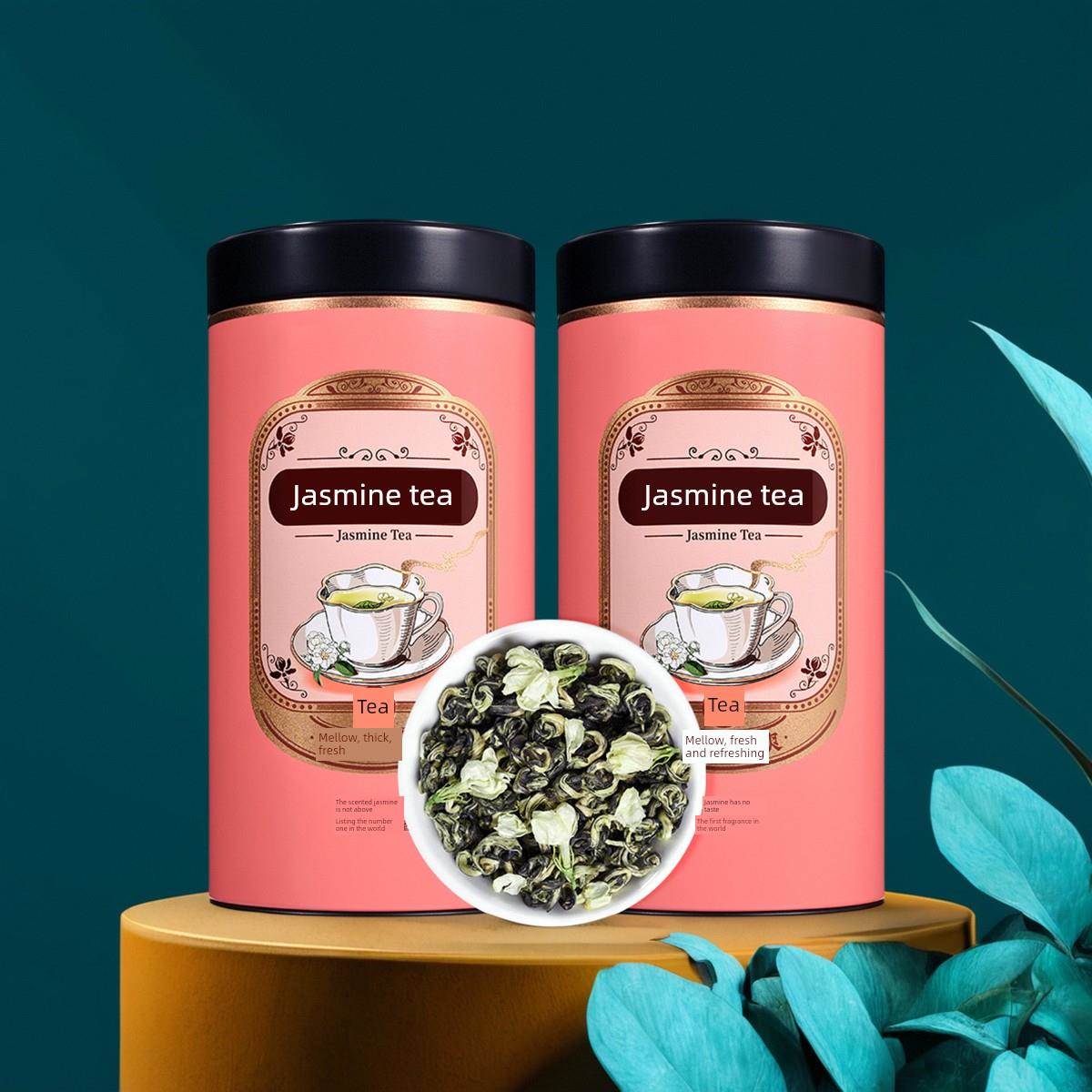 新茶茉莉花茶叶浓香型茉莉香碧螺500克礼盒装送水杯