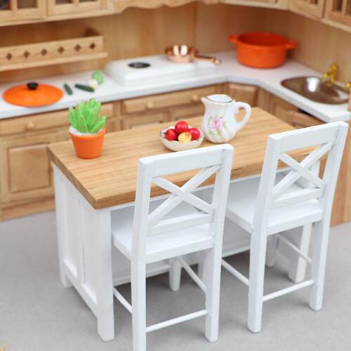 1:12娃娃屋dollhouse微缩家具模型ob11摆件迷你食玩餐厅桌椅吧台