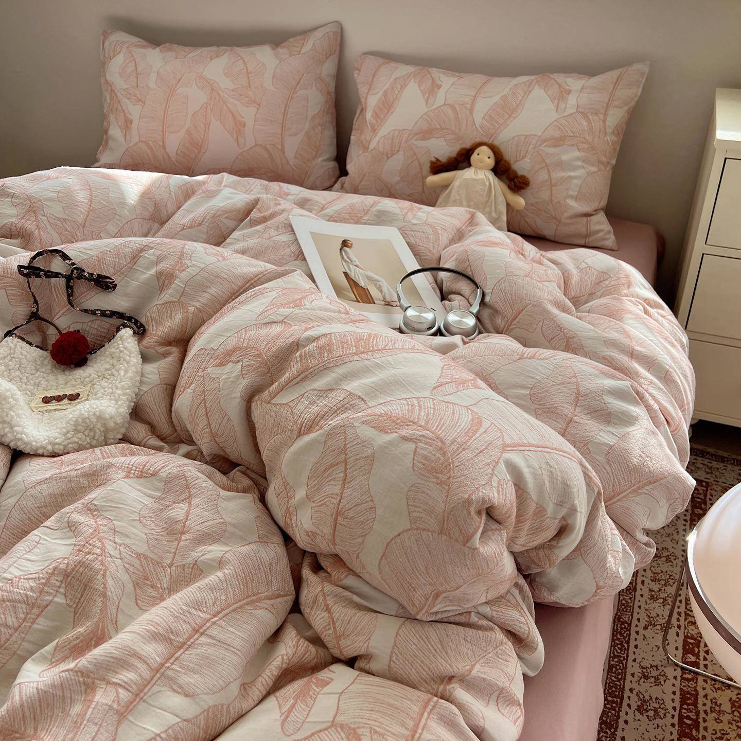 A类三层纱提花全棉磨毛四件套加厚秋冬纯棉床单被套床笠床上用品