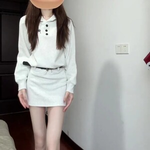 加绒带皮带秋冬时尚学院修身显瘦韩系高级百搭针织连帽卫衣裙