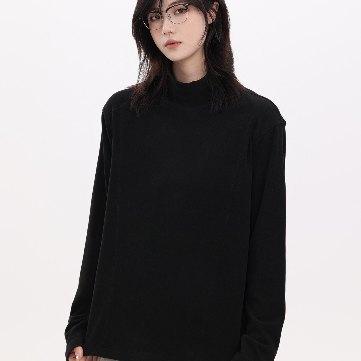 美式复古300克德绒半高领打底衫男女情侣百搭内搭上衣秋冬基础款57元