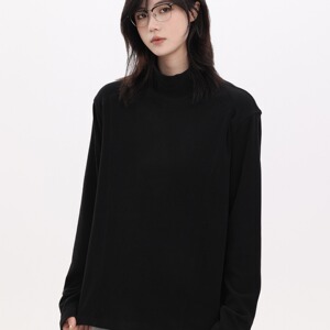 美式复古300克德绒基础简约半高领打底衫男女百搭内搭情侣上衣潮