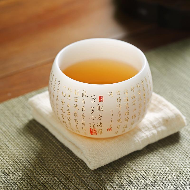 郭志保千里江山素烧羊脂玉冰种白瓷主人杯个人专用高端陶瓷喝茶杯
