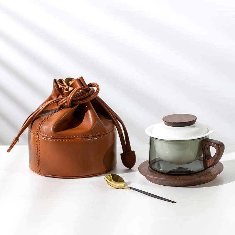 茶咖杯茶水分离陶瓷泡茶杯 喝茶一体杯办公室 高档轻奢咖啡杯杯碟