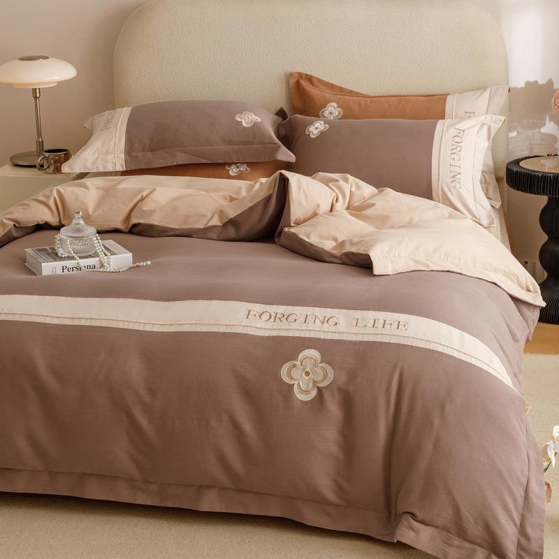 A类长绒棉床上磨毛四件套2025新款纯棉100床单被套床笠款