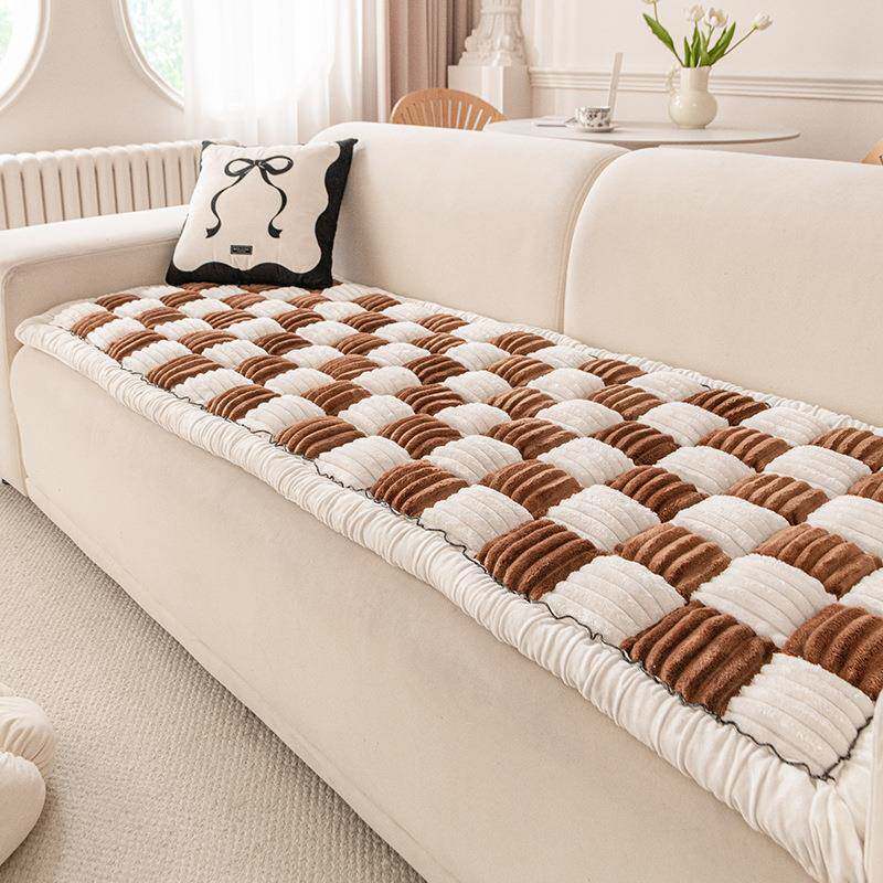 秋冬季2025新款现代简约纯色沙发垫直排一片式坐垫组合沙发盖布