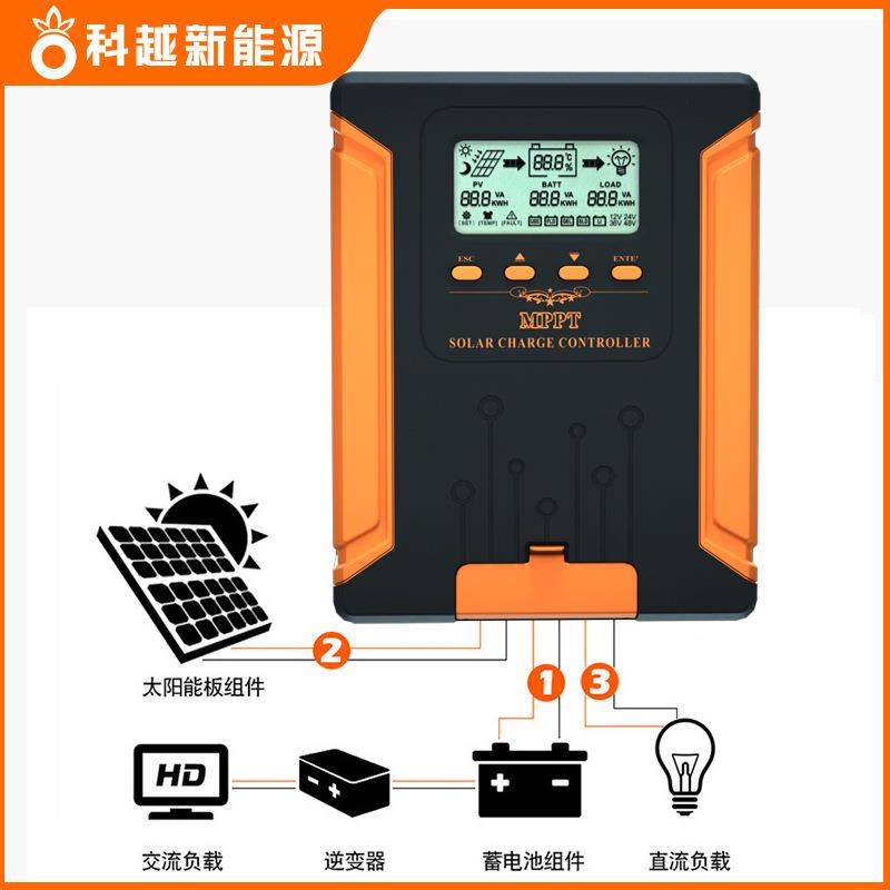 MPPT太阳能控制器60A家用光伏板储能控制系统12V-48V充放电控制器