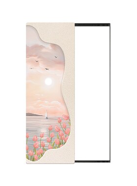 花卉玄关装饰画全身镜隐藏式推拉挂画隐形穿衣镜奶油风客厅试衣镜