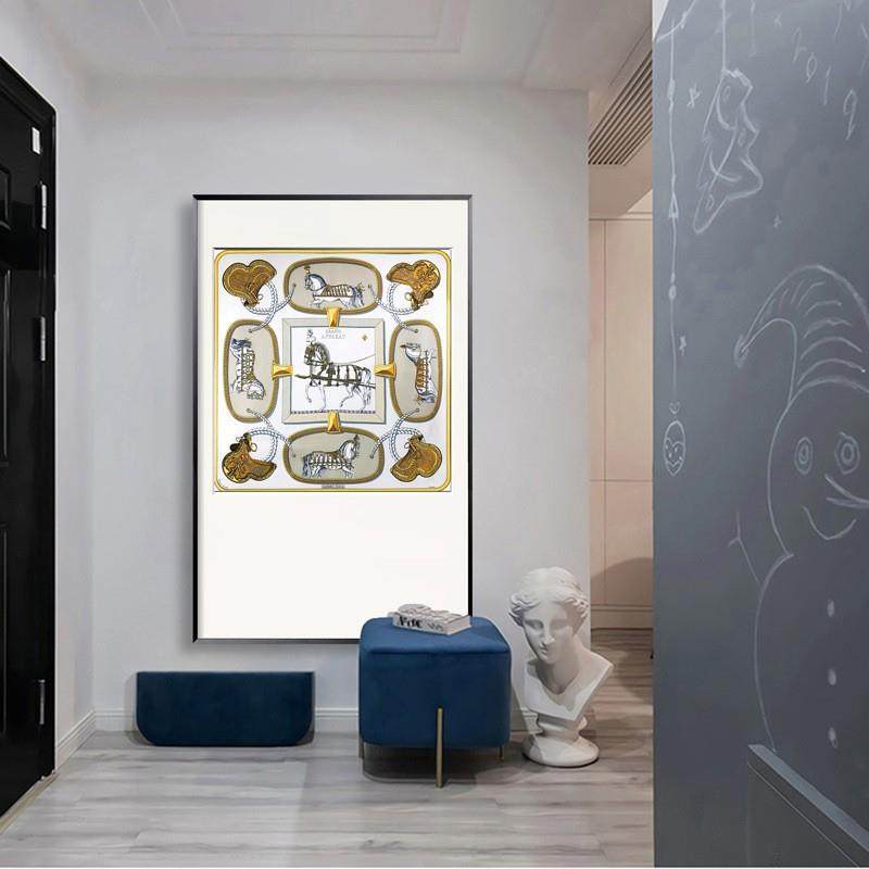 现代简约特色落地装饰画玄关沙发书房竖版轻奢骑士壁画超大幅壁画
