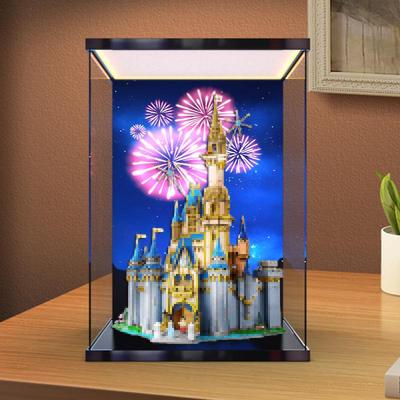 适用43222灰姑娘新款迪尼士城堡积木模型灯箱防尘罩亚克力收纳盒