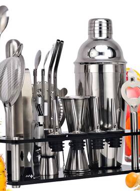 新款黑色亚克力套装 鸡尾酒调酒器酒吧工具20件套 CG1236