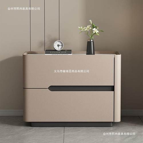 新款整装奶油风轻奢现代简约岩板床头柜实木意式落地款卧室储物柜