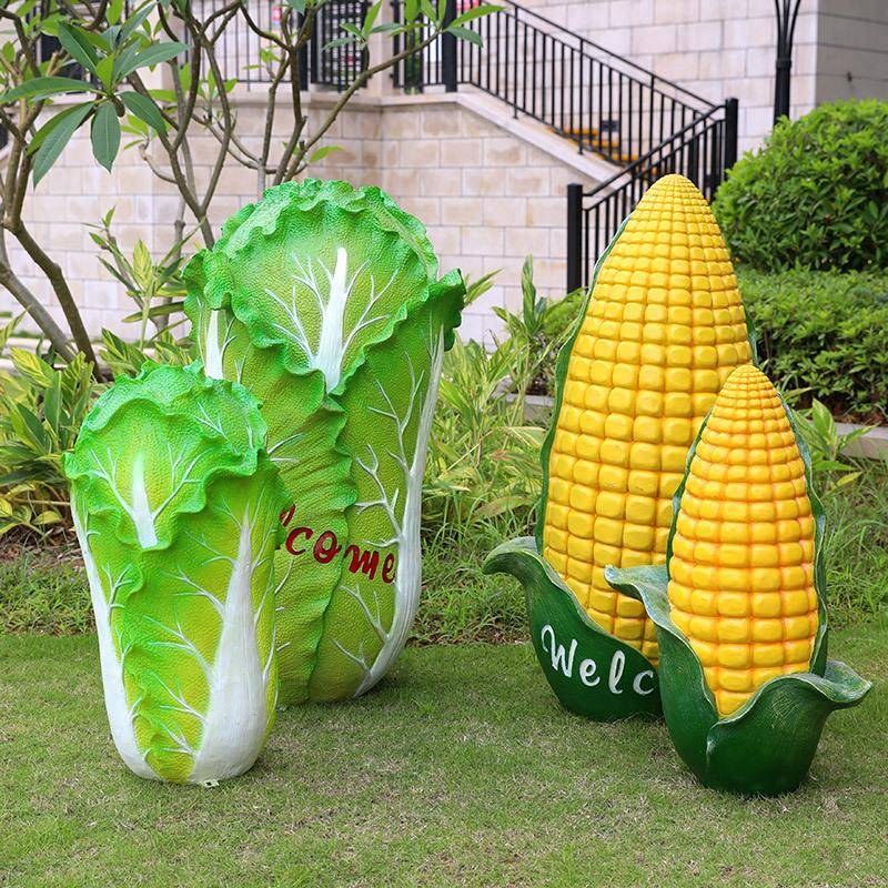 玻璃钢仿真白菜玉米雕塑菠萝摆件公园林景观蔬菜水果草坪庭院装饰