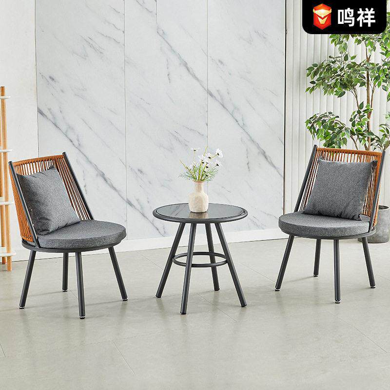民宿酒店茶室餐桌椅家庭庭院休闲户外椅子露天阳台纱线编制餐桌椅