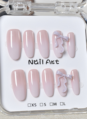 香芋紫色猫眼蝴蝶结手工穿戴甲2026新款简约百搭指甲贴片穿戴美甲