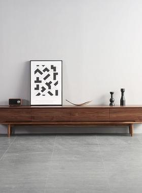 黑胡桃木全实木白橡木茶几电视机边柜原木储物柜简约式现代收纳柜