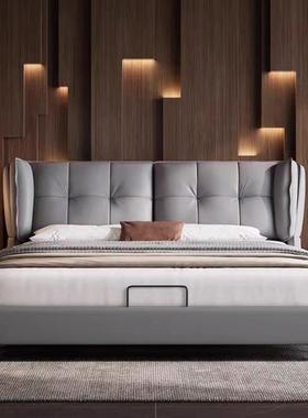 皮床北欧简约现代意式风格主卧室大床1.8米双人软包床1.5米双人床