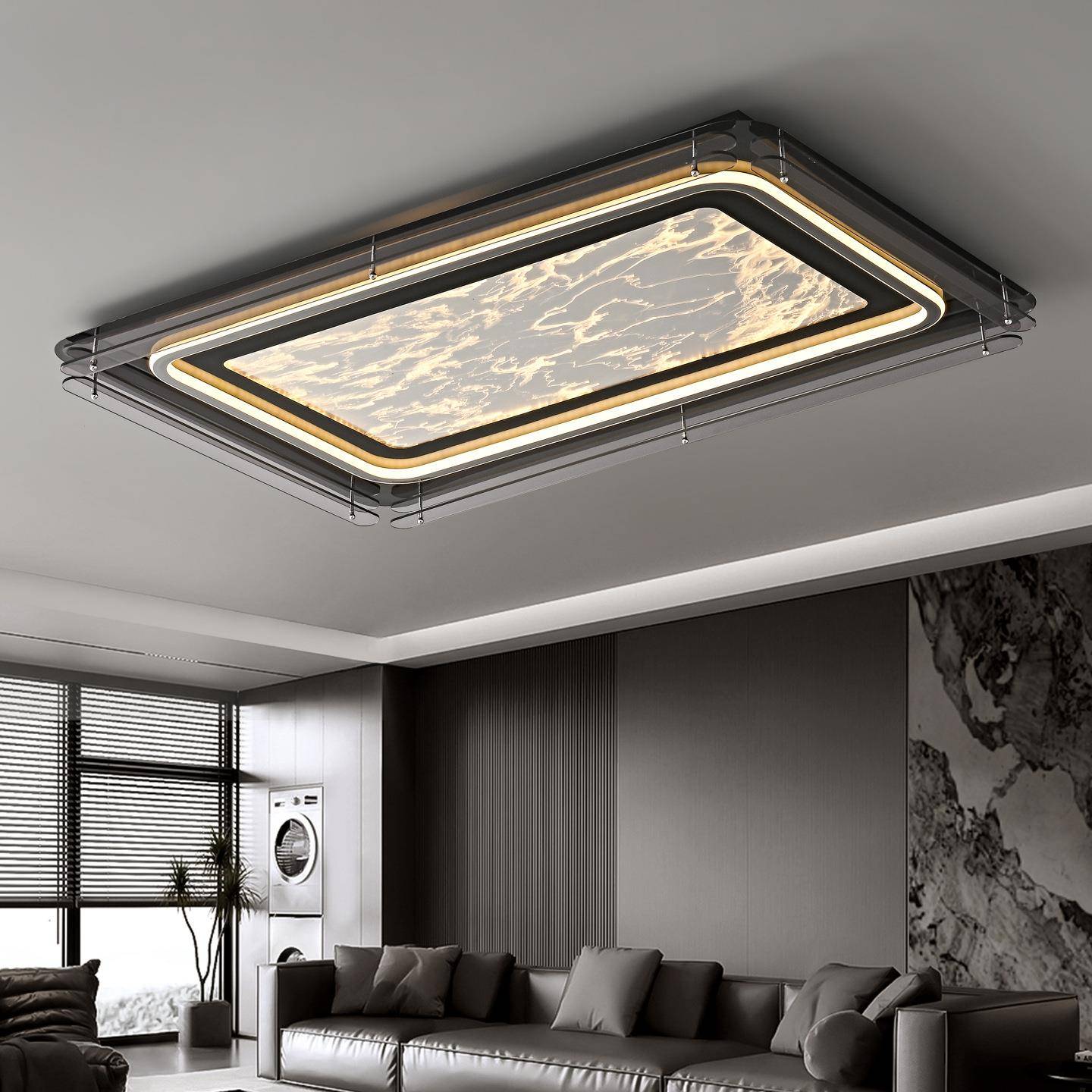 意式轻奢客厅灯大厅主灯仿石纹卧室灯现代简约吸顶灯中山家装灯饰