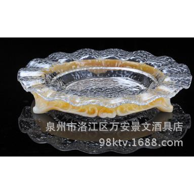 酒吧KTV大果盘 PC果盘黄玉底座圆形果盘果盘