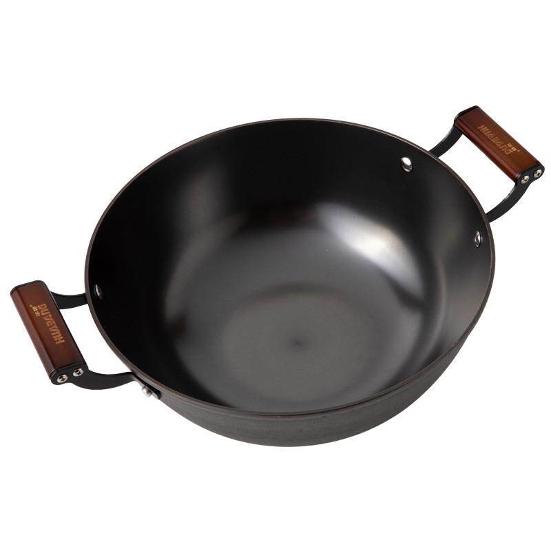 华邦炖锅铸铁锅蒸锅煤气灶老式炒锅家用加厚不铁锅平底电磁炉沾锅